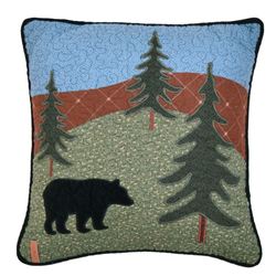 Bear Lake Quilted Pillow Green 16 Square