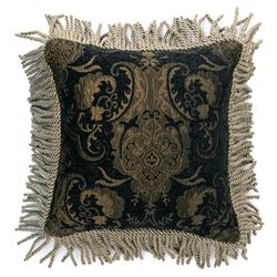 China Art Black Bullion Fringe Pillow 13 Square
