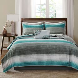 Saben Quilt Bed Set Aqua