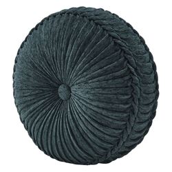 Nancy Pleated Tufted Pillow Dark Teal Round