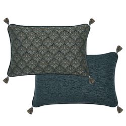 Nancy Reversible Tasseled Rectangle Pillow Dark Teal