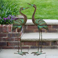 Verdi Crane Looking Forward Sculpture Bronze