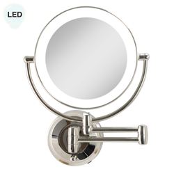 Lighted Extendable Wall Vanity Mirror Polished Nickel