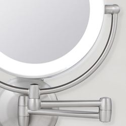 Lighted Extendable Wall Vanity Mirror Satin Nickel