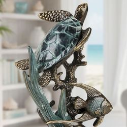 Sealife Table Sculpture Golden Bronze