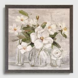 Romantic Magnolias Framed Wall Art White