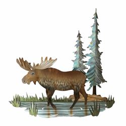 Moose in Pine Wall Art Sculpture Brown