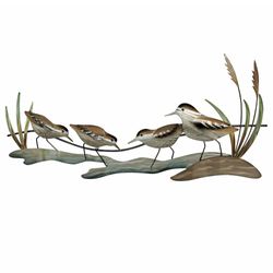 Sandpipers and Sea Oats Wall Art Sculpture Multi Metallic