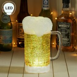 Swirl LED Beer Mug Glitter Globe Yellow