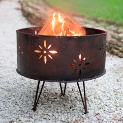 Rustic Iron Fire Pit Dark Brown