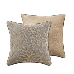 Carrick Reversible Damask Pillow Dark Gray 18 Square