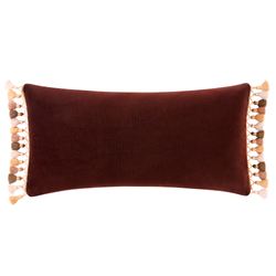 Bronte Brown Velvet Tasseled Rectangle Pillow Multi Warm