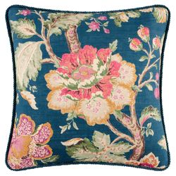 Secret Garden II Corded Pillow Navy 18 Square