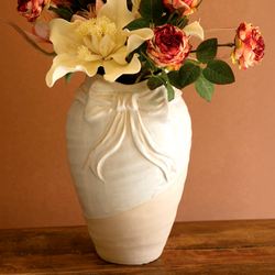 Adrianna Decorative Bow Vase Ivory