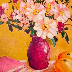 Still Life Flower Painting Canvas Wall Art Yellow