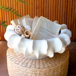 Dahlia Ruffle Centerpiece Bowl White