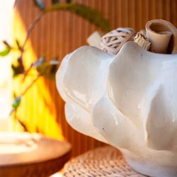 Dahlia Ruffle Centerpiece Bowl White