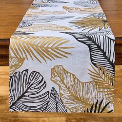 Tropical Essence Table Runner Black/Gold 15 x 72