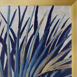 Arching Palm Fronds I Framed Wall Art Blue