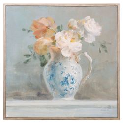 Heirloom Bouquet II Framed Canvas Wall Art Blue/White