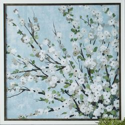 Fresh Pale Blooms II Framed Wall Art Pale Blue
