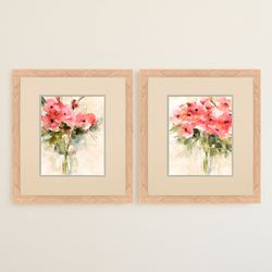 Casual Bouquet Framed Wall Art Multi Warm Set of Two