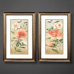 Antique Floral Framed Wall Art Multi Warm Set of Two
