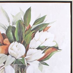 Magnolia Bouquet Framed Canvas Wall Art Off White