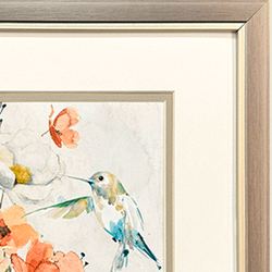 Floral Hummingbird Framed Wall Art Multi Warm Set of Two