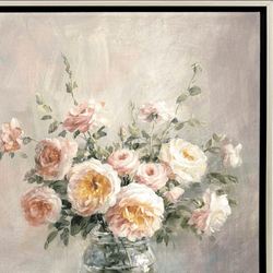 Romantic Bouquet Framed Canvas Wall Art Multi Pastel