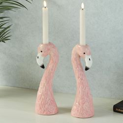 Flamingo Taper Candleholder Pair Pink
