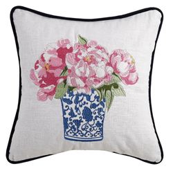 Wildflower Embroidered Tall Vase Pillow Multi Pastel 16 Square