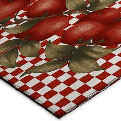 Apple Border Rectangle Rug Red