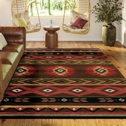 Southwestern Lodge Rectangle Rug Chocolate