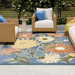 Renae Rectangle Rug Blue 53 x 75