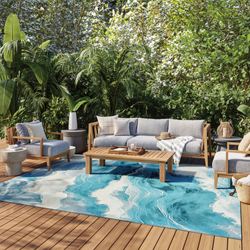 Delmar Rectangle Rug Aqua 710 x 910