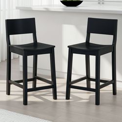 Johannes Counter Stools Matte Black Set of Two