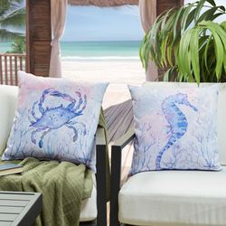 Sea Creatures I Pillow Blue
