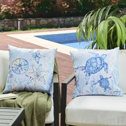 Sea Creatures II Pillow Blue