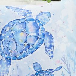 Sea Creatures II Pillow Blue