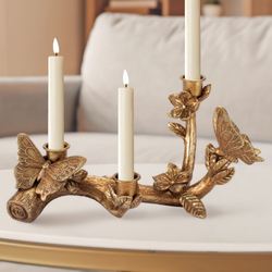 Butterfly Allure Taper Candleholder Aged Gold