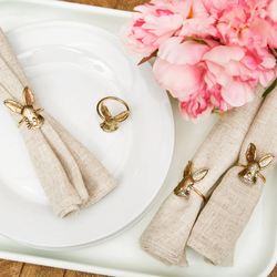 Bunny Napkin Rings Gold Set of Four