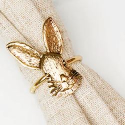 Bunny Napkin Rings Gold Set of Four