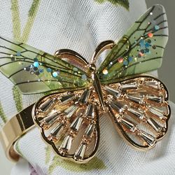 Jeweled Butterfly Napkin Rings Gold Set of Four