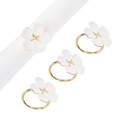 Sweet Blossom Napkin Rings White Set of Four