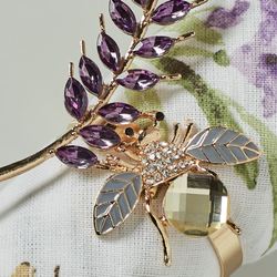 Lavender and Bee Napkin Rings Multi Jewel Set of Four