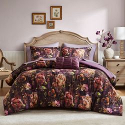 Seraphina Floral Comforter Bed Set Purple