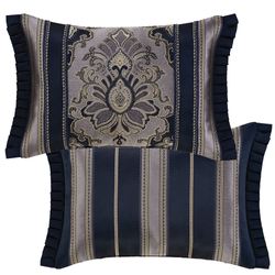 Bradley Reversible Flanged Rectangle Pillow Navy