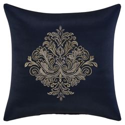 Bradley Embroidered Tailored Pillow Navy 18 Square