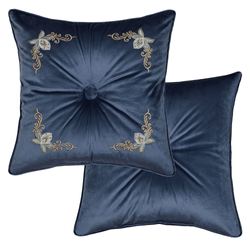 Michaela Reversible Tufted Pillow Blue 18 Square